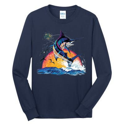 Blue Marlin Fish Sunset Tall Long Sleeve T-Shirt