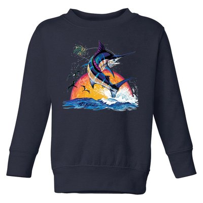 Blue Marlin Fish Sunset Toddler Sweatshirt