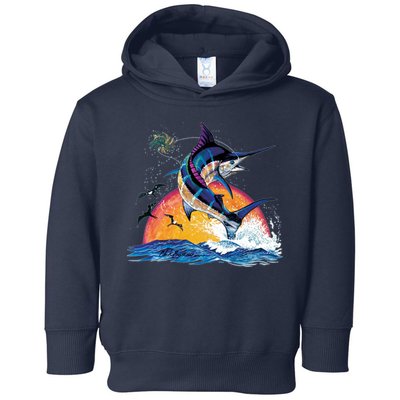 Blue Marlin Fish Sunset Toddler Hoodie