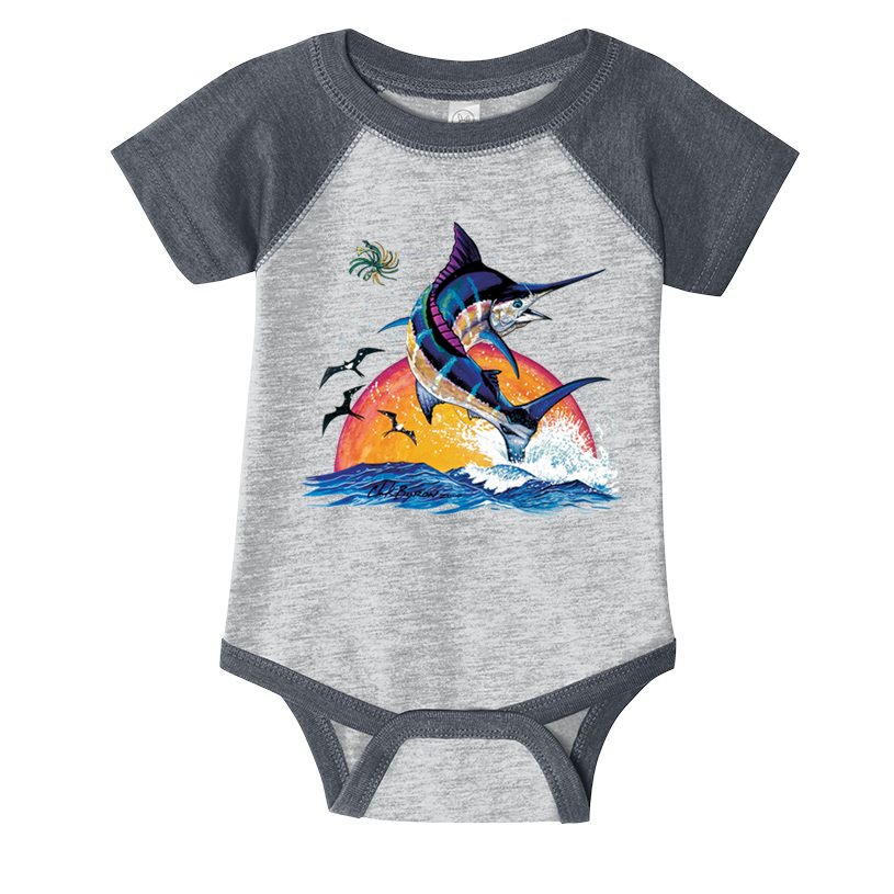 Blue Marlin Fish Sunset Infant Baby Jersey Bodysuit