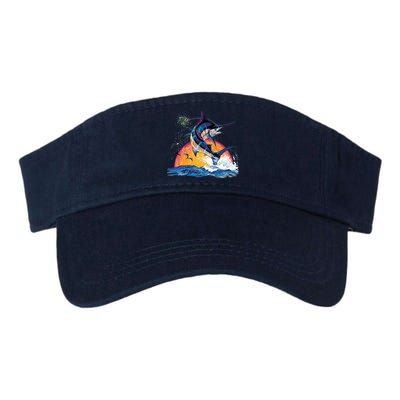 Blue Marlin Fish Sunset Valucap Bio-Washed Visor