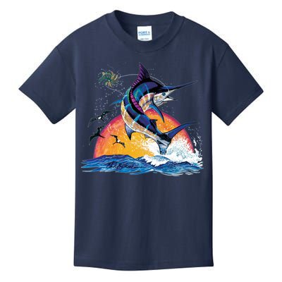 Blue Marlin Fish Sunset Kids T-Shirt