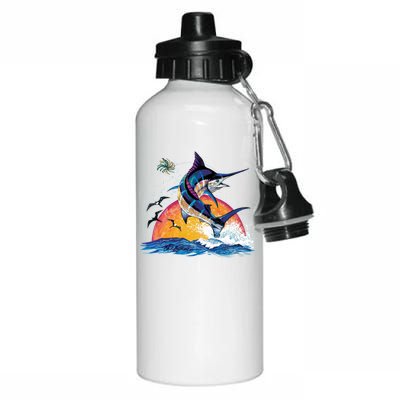 Blue Marlin Fish Sunset Aluminum Water Bottle