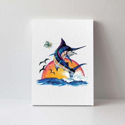 Blue Marlin Fish Sunset Canvas