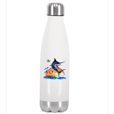 Blue Marlin Fish Sunset Stainless Steel Insulated Water Bottle