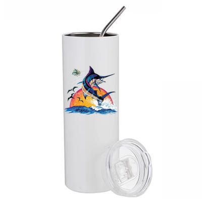 Blue Marlin Fish Sunset Stainless Steel Tumbler