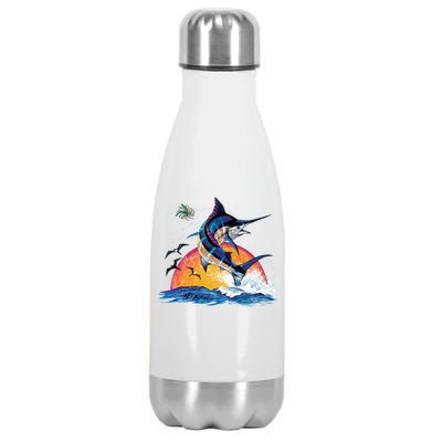 Blue Marlin Fish Sunset Stainless Steel Insulated Water Bottle