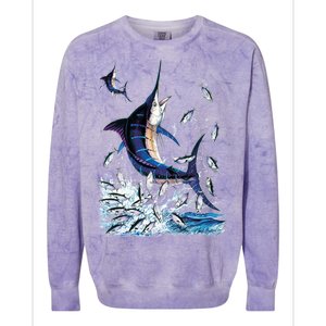 Blue Marlin Fishing Colorblast Crewneck Sweatshirt