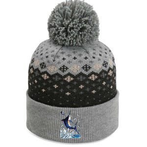 Blue Marlin Fishing The Baniff Cuffed Pom Beanie