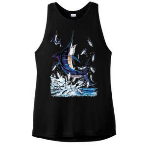 Blue Marlin Fishing Ladies PosiCharge Tri-Blend Wicking Tank