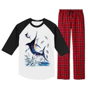 Blue Marlin Fishing Raglan Sleeve Pajama Set