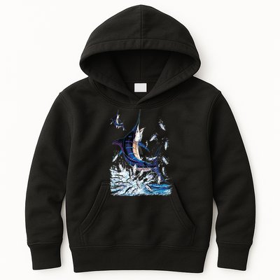 Blue Marlin Fishing Kids Hoodie