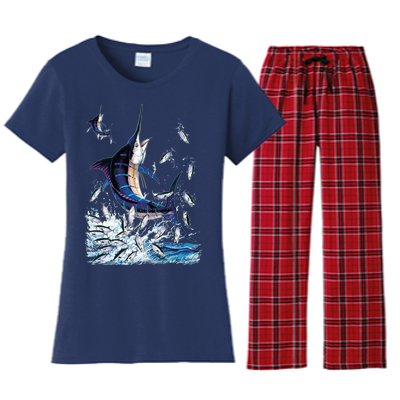 Blue Marlin Fishing Women's Flannel Pajama Set