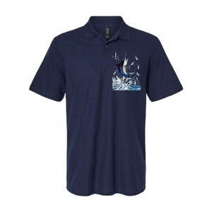 Blue Marlin Fishing Softstyle Adult Sport Polo