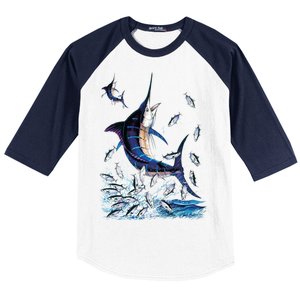 Blue Marlin Fishing Baseball Sleeve Shirt