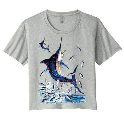 Blue Marlin Fishing Women's Crop Top Tee