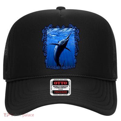 Blue Marlin Underwater High Crown Mesh Back Trucker Hat