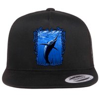 Blue Marlin Underwater Flat Bill Trucker Hat