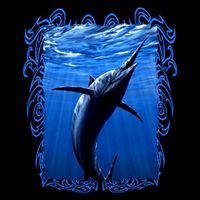 Blue Marlin Underwater Flat Bill Trucker Hat