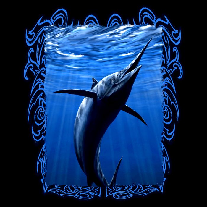 Blue Marlin Underwater Flat Bill Trucker Hat