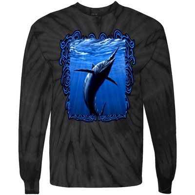 Blue Marlin Underwater Tie-Dye Long Sleeve Shirt