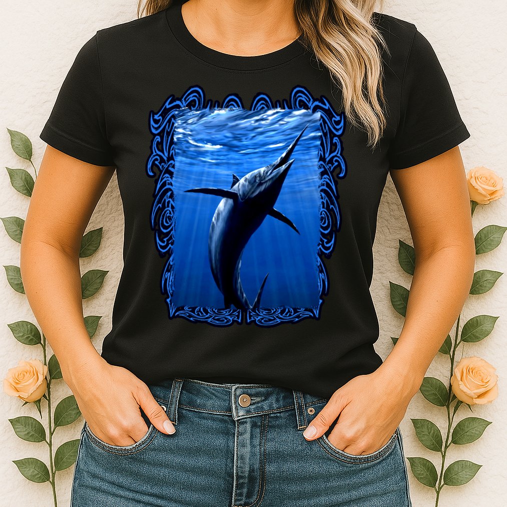 Blue Marlin Underwater Womens T-Shirt
