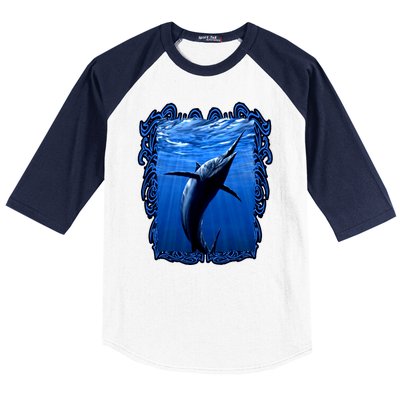 Blue Marlin Underwater Baseball Sleeve Shirt