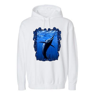 Blue Marlin Underwater Garment-Dyed Fleece Hoodie