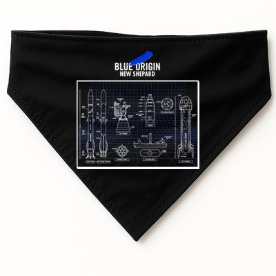 Blue Origin New Shepard Spaceship Blueprints USA-Made Doggie Bandana