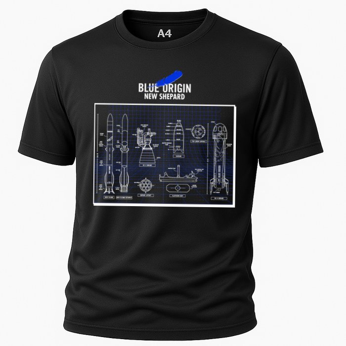 Blue Origin New Shepard Spaceship Blueprints Performance Shirt