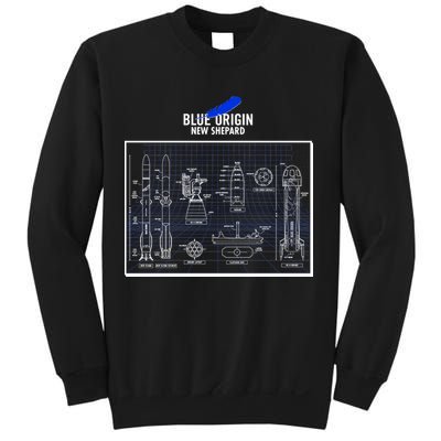 Blue Origin New Shepard Spaceship Blueprints Sweatshirt