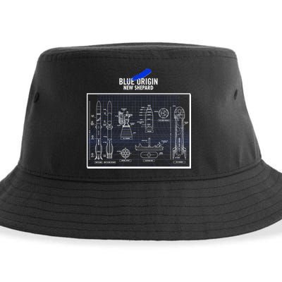 Blue Origin New Shepard Spaceship Blueprints Sustainable Bucket Hat