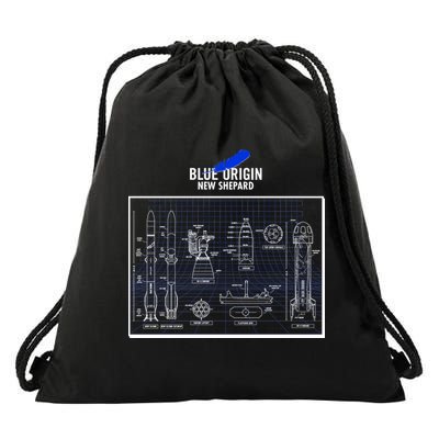 Blue Origin New Shepard Spaceship Blueprints Drawstring Bag
