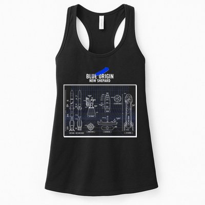 Blue Origin New Shepard Spaceship Blueprints Womens Tank Top