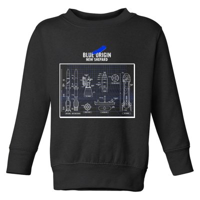 Blue Origin New Shepard Spaceship Blueprints Toddler Sweatshirt