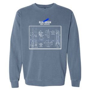 Blue Origin New Shepard Spaceship Blueprints Garment-Dyed Sweatshirt