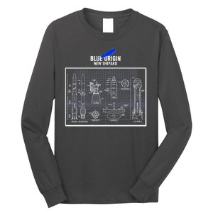 Blue Origin New Shepard Spaceship Blueprints Long Sleeve Shirt