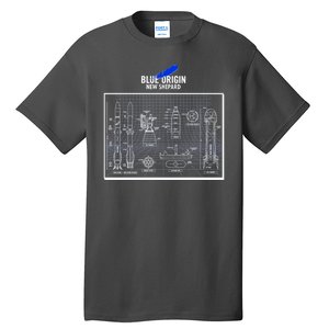 Blue Origin New Shepard Spaceship Blueprints Tall T-Shirt