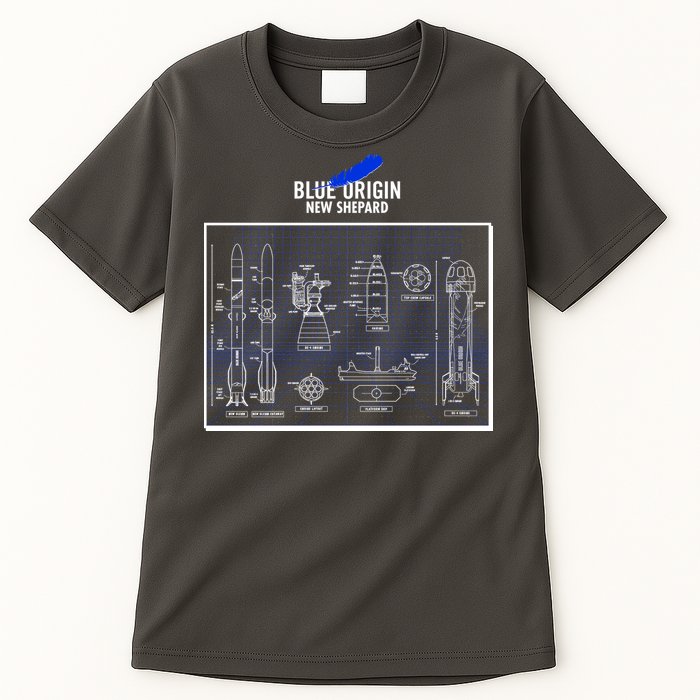 Blue Origin New Shepard Spaceship Blueprints Tall T-Shirt