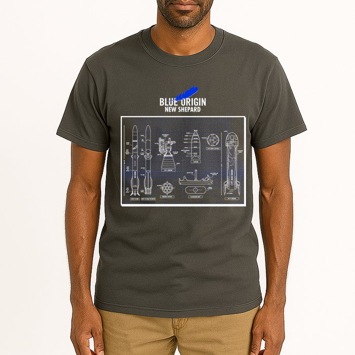 Blue Origin New Shepard Spaceship Blueprints Tall T-Shirt