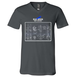 Blue Origin New Shepard Spaceship Blueprints V-Neck T-Shirt