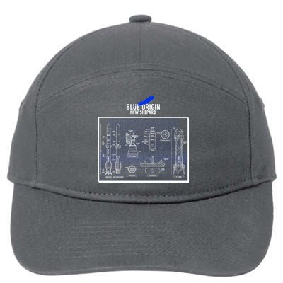 Blue Origin New Shepard Spaceship Blueprints 7-Panel Snapback Hat