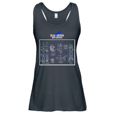 Blue Origin New Shepard Spaceship Blueprints Ladies Essential Flowy Tank
