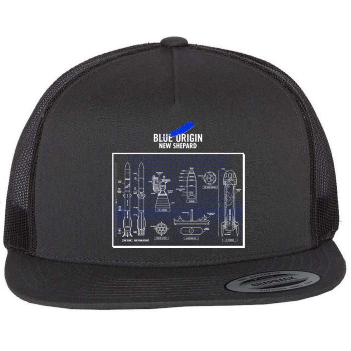 Blue Origin New Shepard Spaceship Blueprints Flatbill Hat
