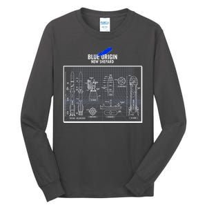 Blue Origin New Shepard Spaceship Blueprints Tall Long Sleeve T-Shirt