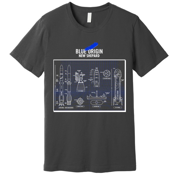 Blue Origin New Shepard Spaceship Blueprints Premium T-Shirt