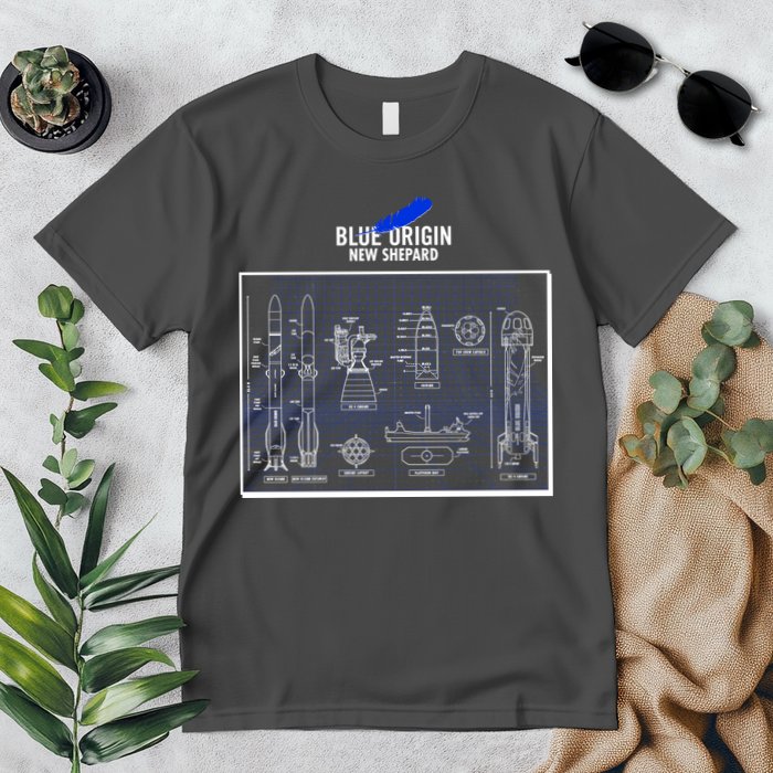 Blue Origin New Shepard Spaceship Blueprints Premium T-Shirt