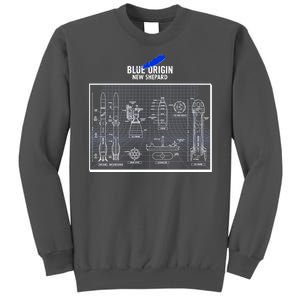 Blue Origin New Shepard Spaceship Blueprints Tall Sweatshirt