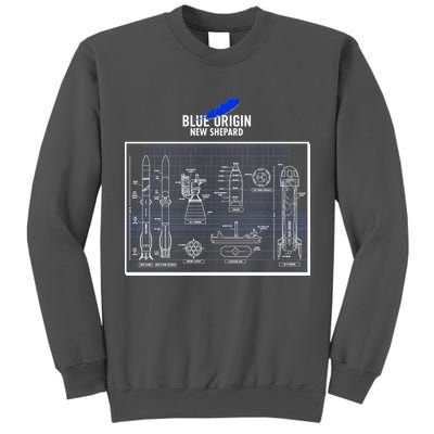 Blue Origin New Shepard Spaceship Blueprints Tall Sweatshirt
