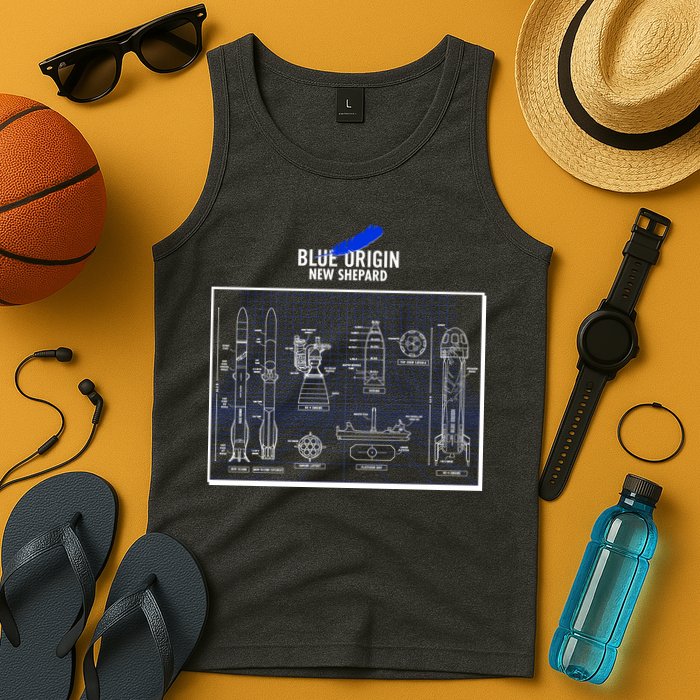 Blue Origin New Shepard Spaceship Blueprints Tank Top